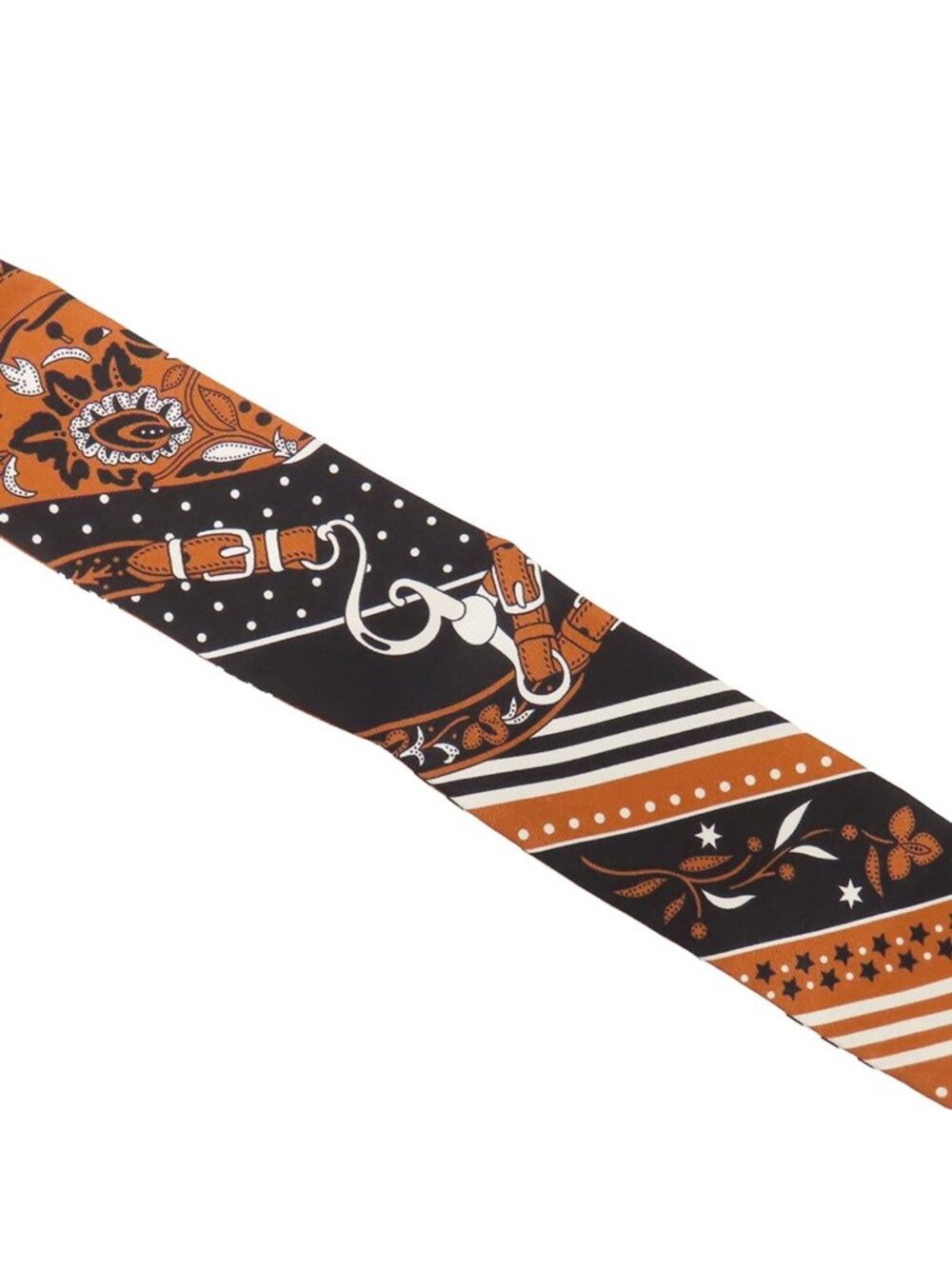 Hermes Twilly Brown White Black Silk Bandana Festival Des Amazones Scarf - Picture 4 of 9